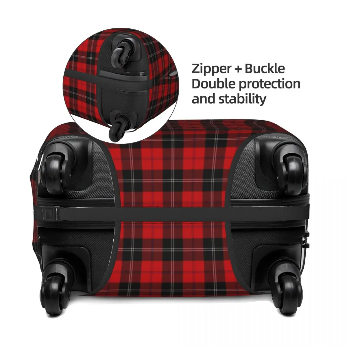 Scottish Clan Tartan Travel Luggage Cover Washable Fashion Check Plaid Suitcase Cover Protector Fit 18-32 Inch