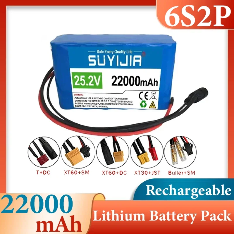 18650 6S2P 25.2V 22000mah large capacity	 Li-Ion rechargeable battery pack for electric bicycle mopeds with BMS+25.2V charger