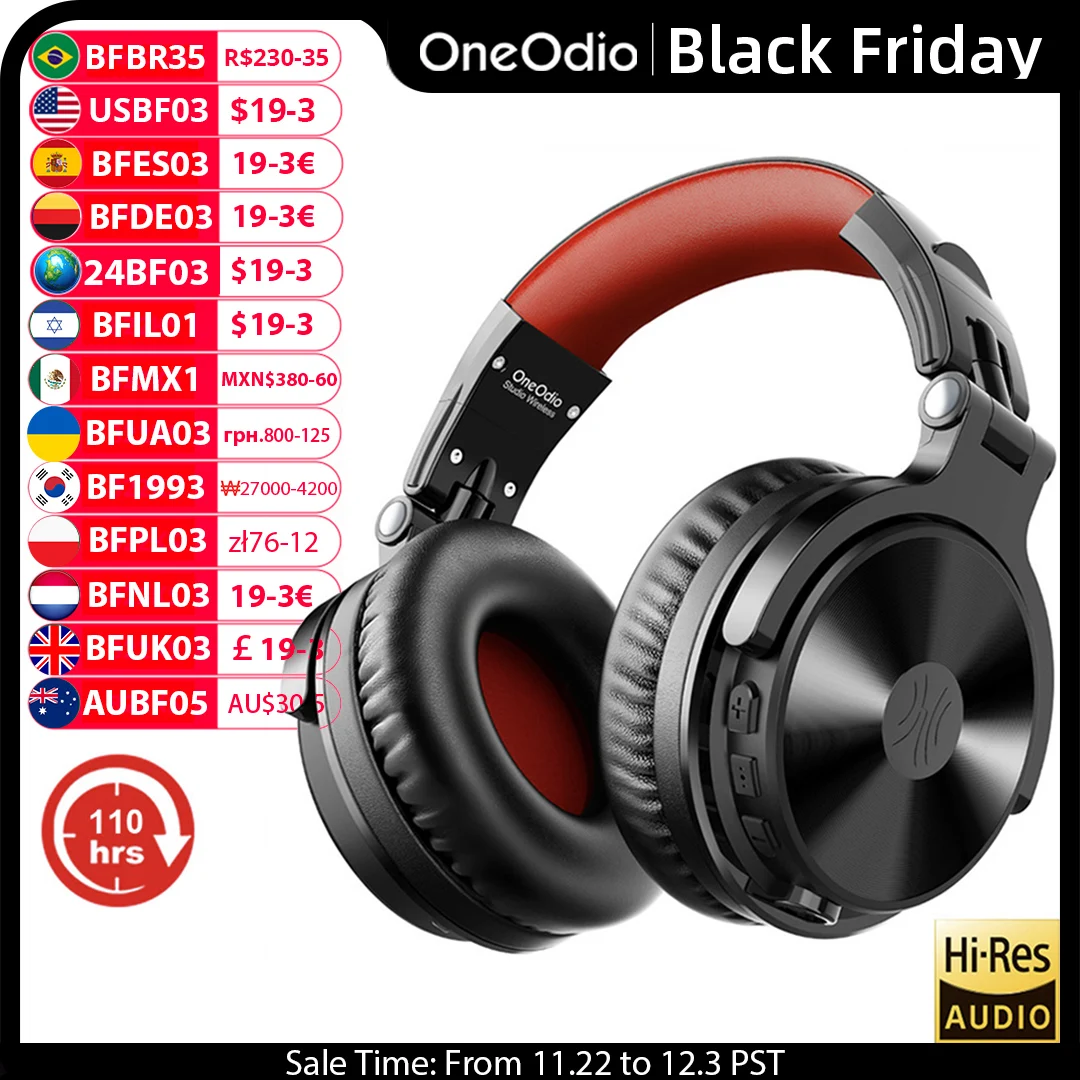 Oneodio 110h, bezprzewodowy zestaw słuchawkowy Bluetooth 5.2 + przewodowe słuchawki gamingowe 2 w 1 z mikrofonem do PC PS4 Skype Type C
