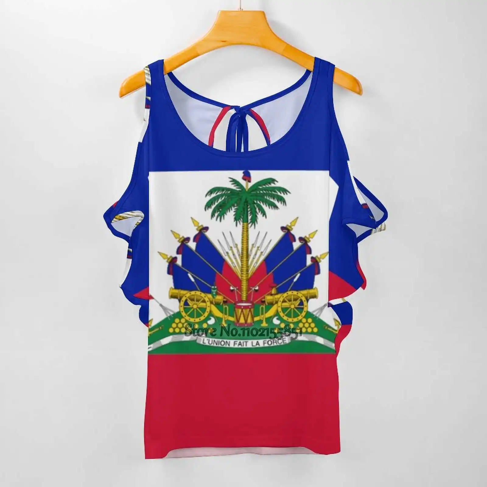 Flaga Haiti topy damskie Tee Ladies Casual seksowny T-Shirt powrót sznurowanie odzież flaga Haiti kraj świat moda mężczyźni trendy damskie