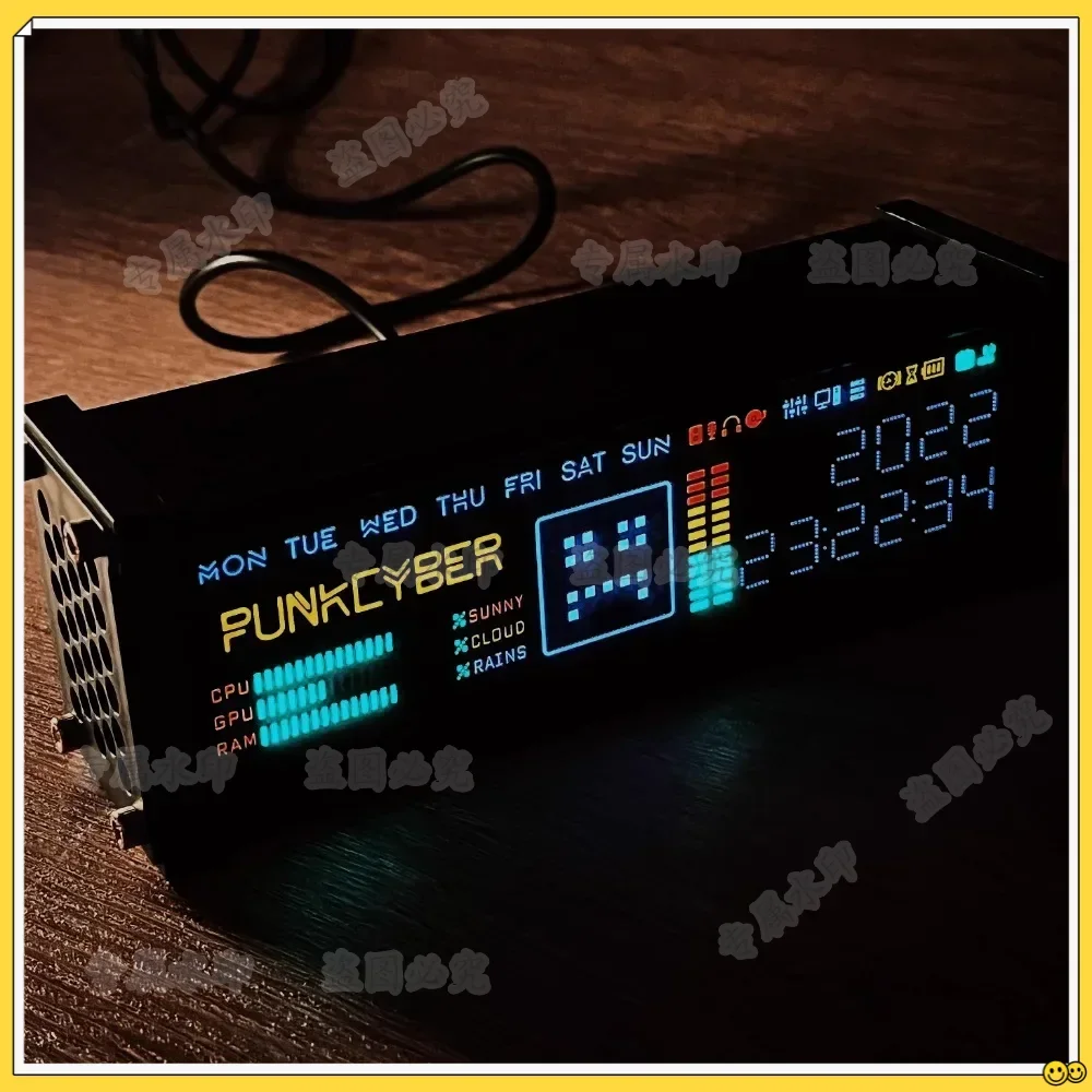 

2025 NEW WFD Retro Electronic Tube Clock Pseudo-Fluorescent Matrix Cyberpunk Spectrum Function Desktop Decorations