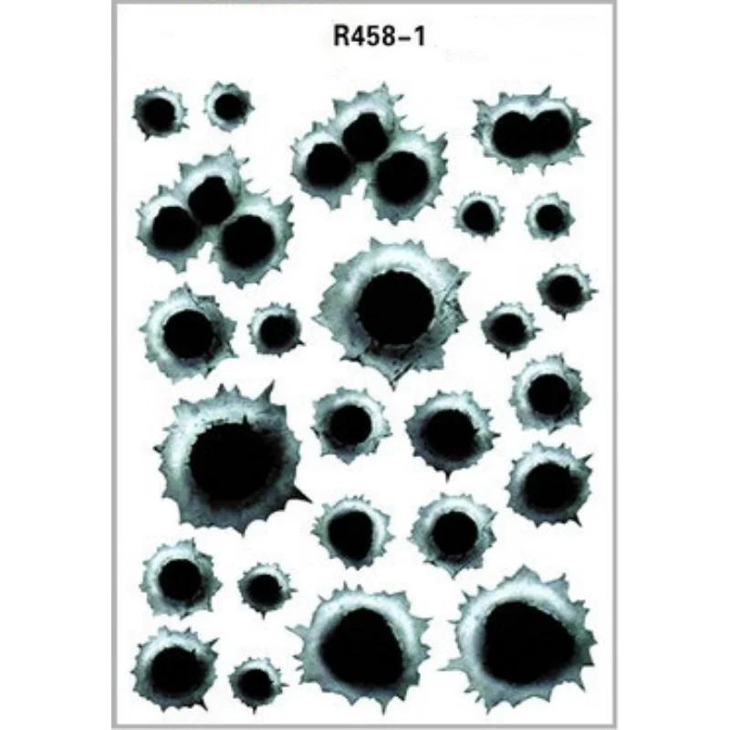 Simulación de agujero de bala, pegatina para coche, agujero de bala, marca de garra de grieta, pegatina de coche genial, juego de pegatinas de simulación de agujero de bala para coche R458