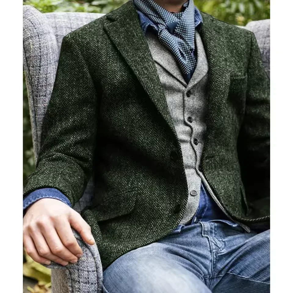 سترة رجالي متعرجة واحدة الصدر سترة عادية موضة الراحة بدلة عمل سليم صالح مدبب الخصر سترة رجالي أنيقة