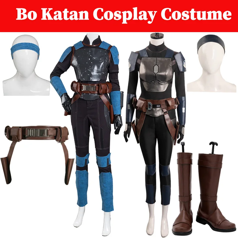 

Bo Katan Cosplay Costume TV Superwomen Roleplay Battle Suits Women Fantasia Belt Holster Boots Headband Halloween Party Outfits