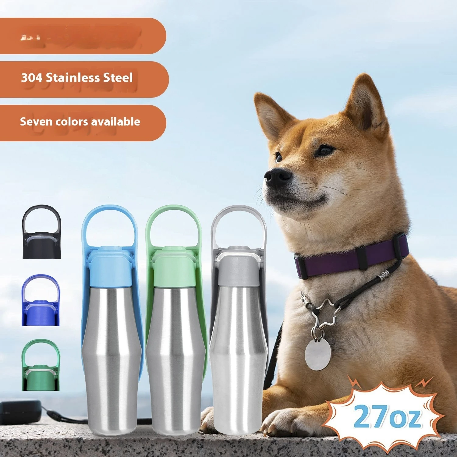 

Pet Accompanying Cup Stainless Steel Amazon Popular Dog Going Out Water Cup Outdoor Kettle Water Bottle Portable Water Drinker