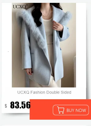 UCXQ Elegant OL Office Lady Overcoats Fur Patchwork Long Sleeve Woolen Coat Beautiful Women's Clothing Jacket Autumn 2025 Winter 8 Sd920fd5ac6dc4a62874e487753799de1R