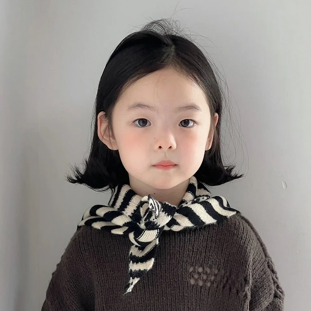 New Striped Knitted Triangular Scarf Soft Windproof Shawl Imitation Wool Multi-functional Neckerchief Gift