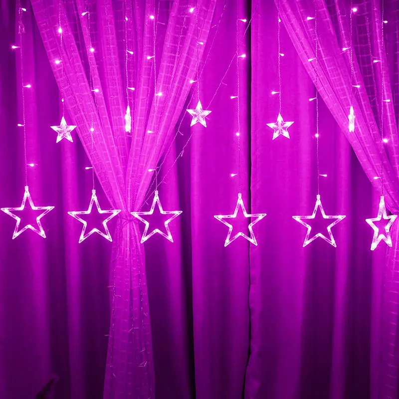 Big Star Curtain Garland on The Window String Lights Fairy Lights Wedding New Year Christmas Decorations for Home Bedroom Window