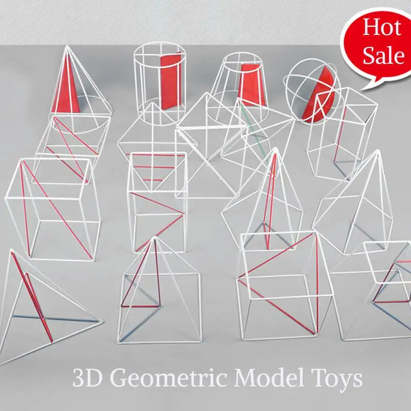 18 szt. Zestaw kształtów geometrycznych 3D zabawki modele z sekcją i pomocniczą do nauki matematyki wysokie solidne geometryczne pomoce wizualne zabawka