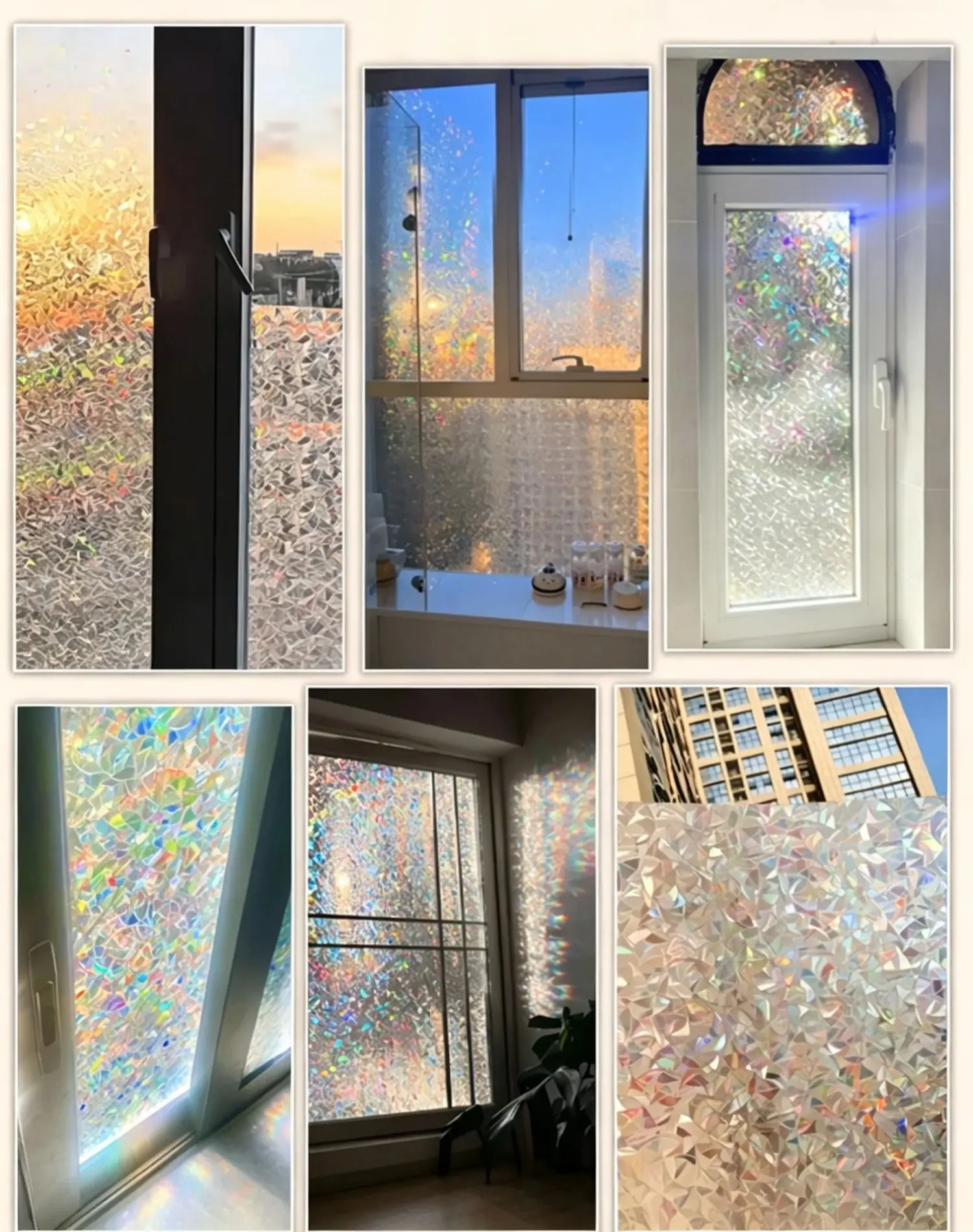 Regenbogen-Sichtschutzfolie Holographische 3D-Buntglasfolie Schillernde Statische Haftfolie Abnehmbar für Zuhause Büro Badezimmer