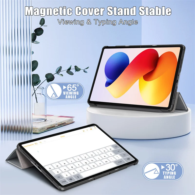 Etui na Xiaomi Poco Pad M1 12.1 cala, składane na trzy części, magnetyczne, ze skóry PU, z funkcją podstawki, twarde, inteligentne etui na Redmi Pad 2 Pro, model 2025 — zdjęcie produktu 6