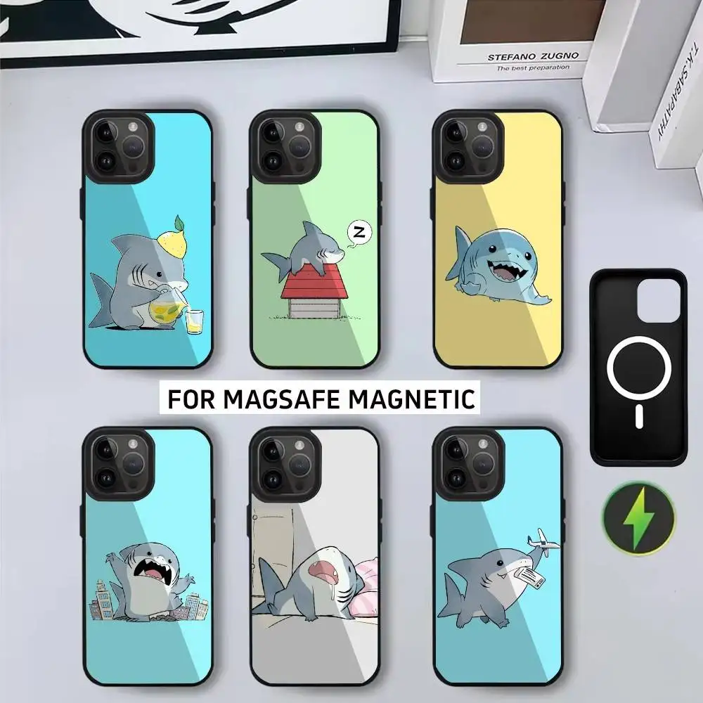 

C-Cute A-Anime S-Shark-EA Phone Case For iPhone17,16,15,14,13,12,11 Plus,Pro Magnetic with Magsafe Wireless Charging