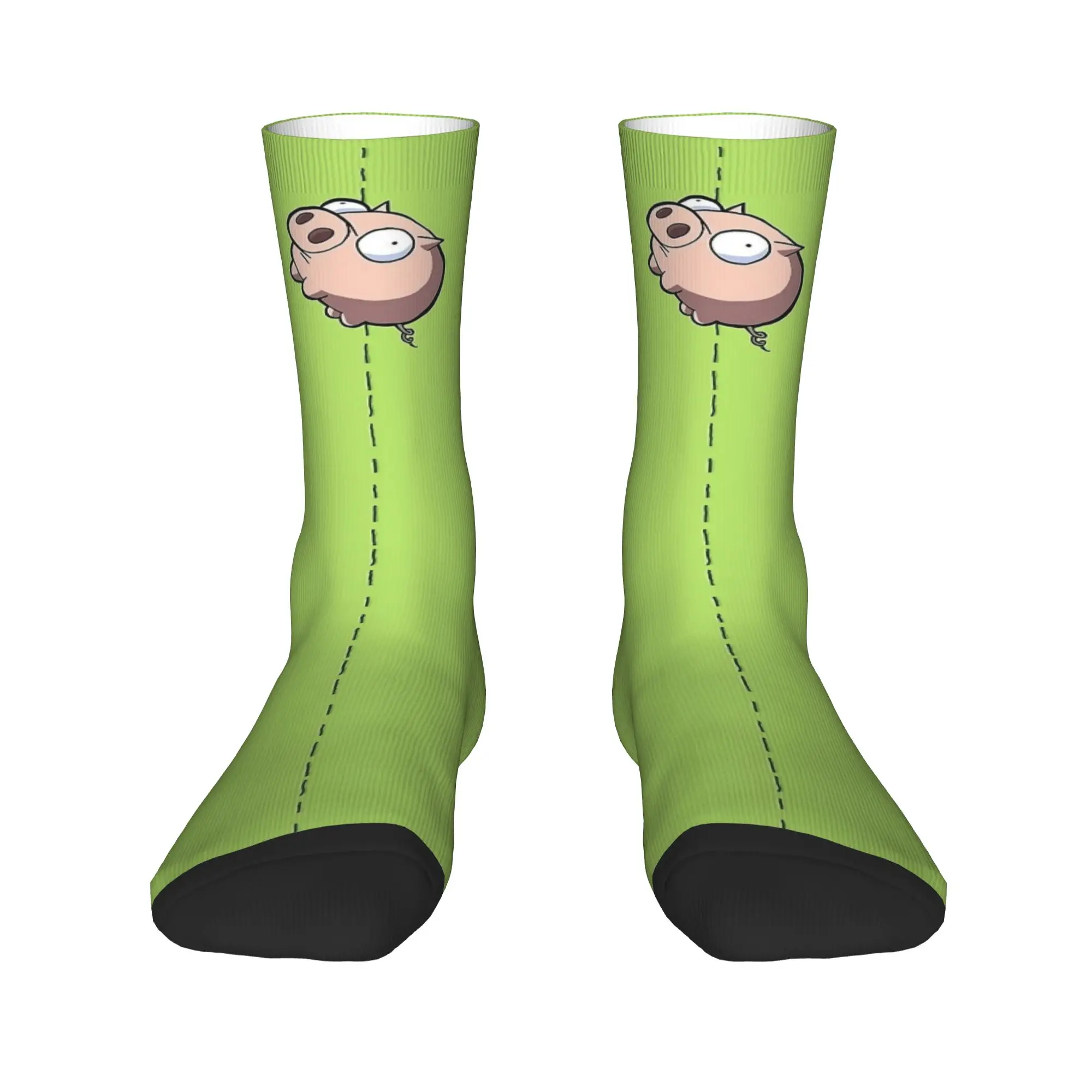 Winter Warm Hip-hop Men's Women's Invader Zim Gir Dib Green Cute Dib Robot Socks  Breathable Middle Tube Socks