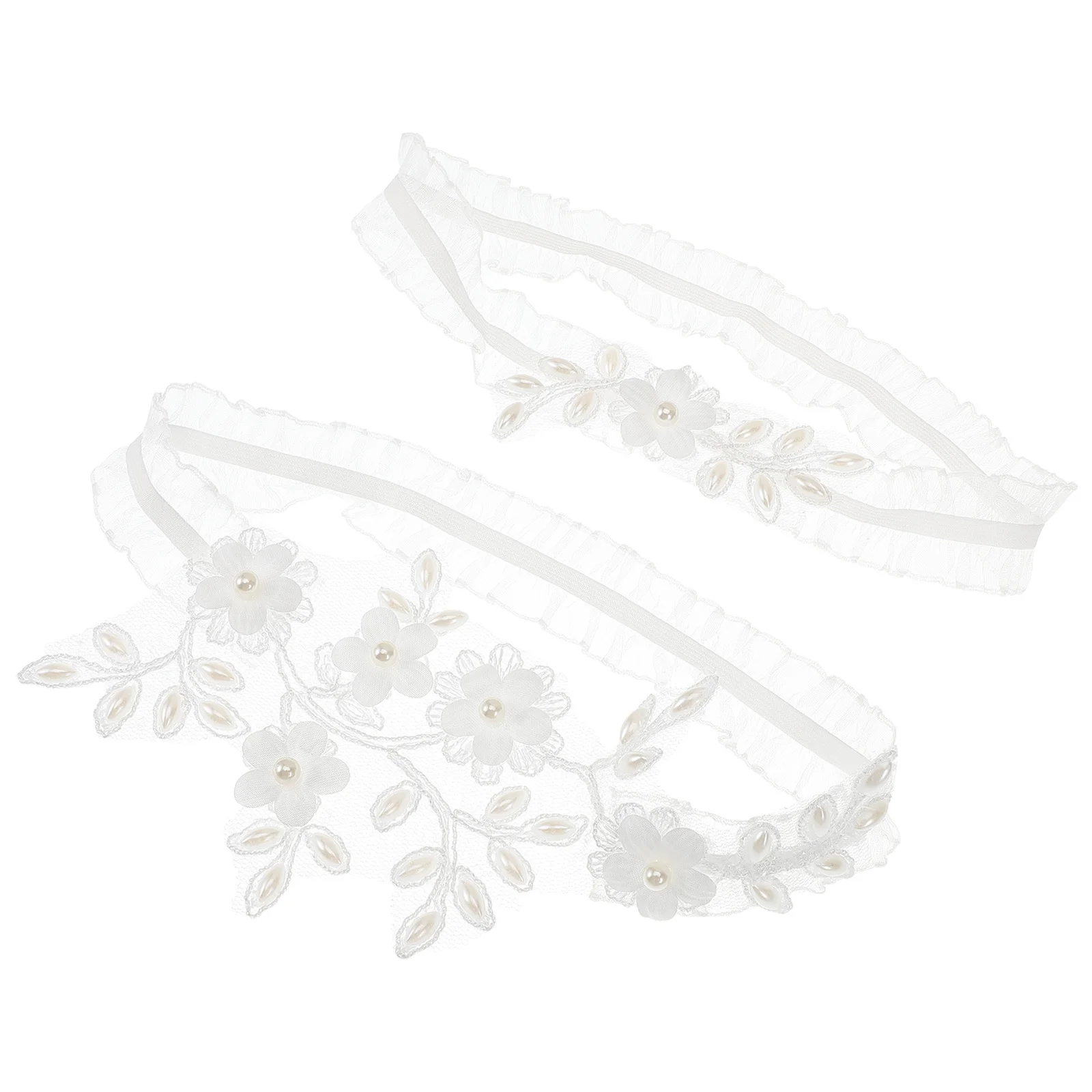 

1Pair Bridal Lace Garter Pearl Design Elastic Leg Ring Wedding Prom Party Garters for Women Wedding Accessories