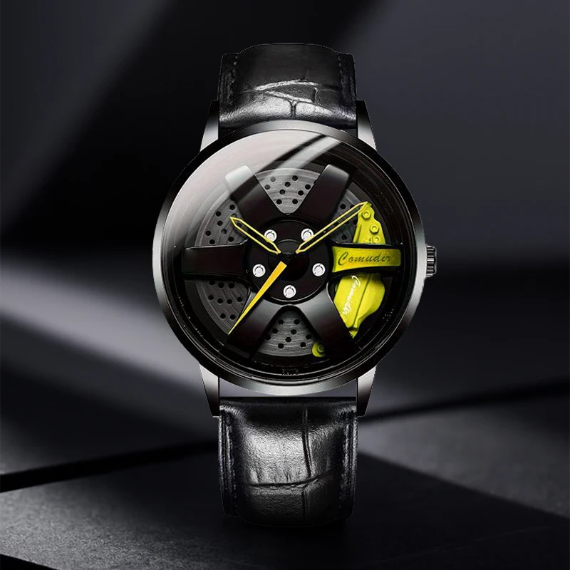 

Мужские черные кожаные модные кварцевые наручные часы в стиле хип-хоп с круглым большим циферблатом