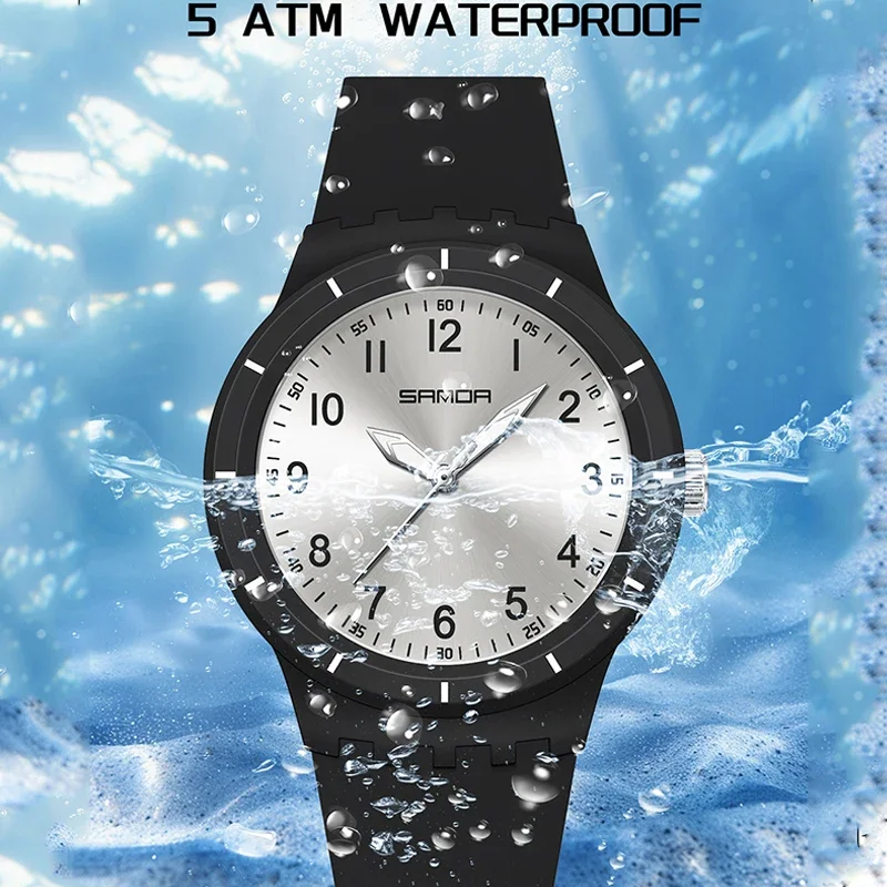 SANDA موضة جديدة رجل الساعات الرياضية للجنسين ساعة كوارتز بسيطة مقاوم للماء 50 متر ضوء الليل الرجال امرأة طالب هدية ساعة سيليكون