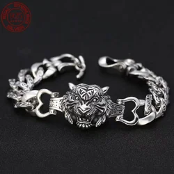 Domineering Charm Tiger Head 925 Sterling Silver Original Certified Bracelet Men's Simple Hegemony Luxurious Jewelry Bangle