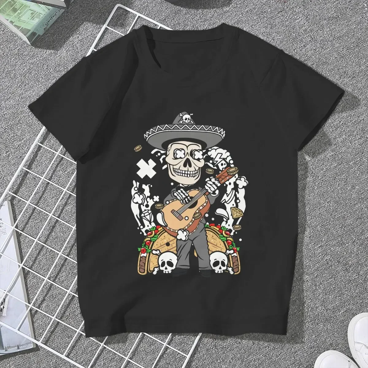 

T-Shirt Mexican Skull Santa Muerte Blusas Harajuku Casual Short Sleeve Vintage Tops Day of The Dead Sweet Girls Women