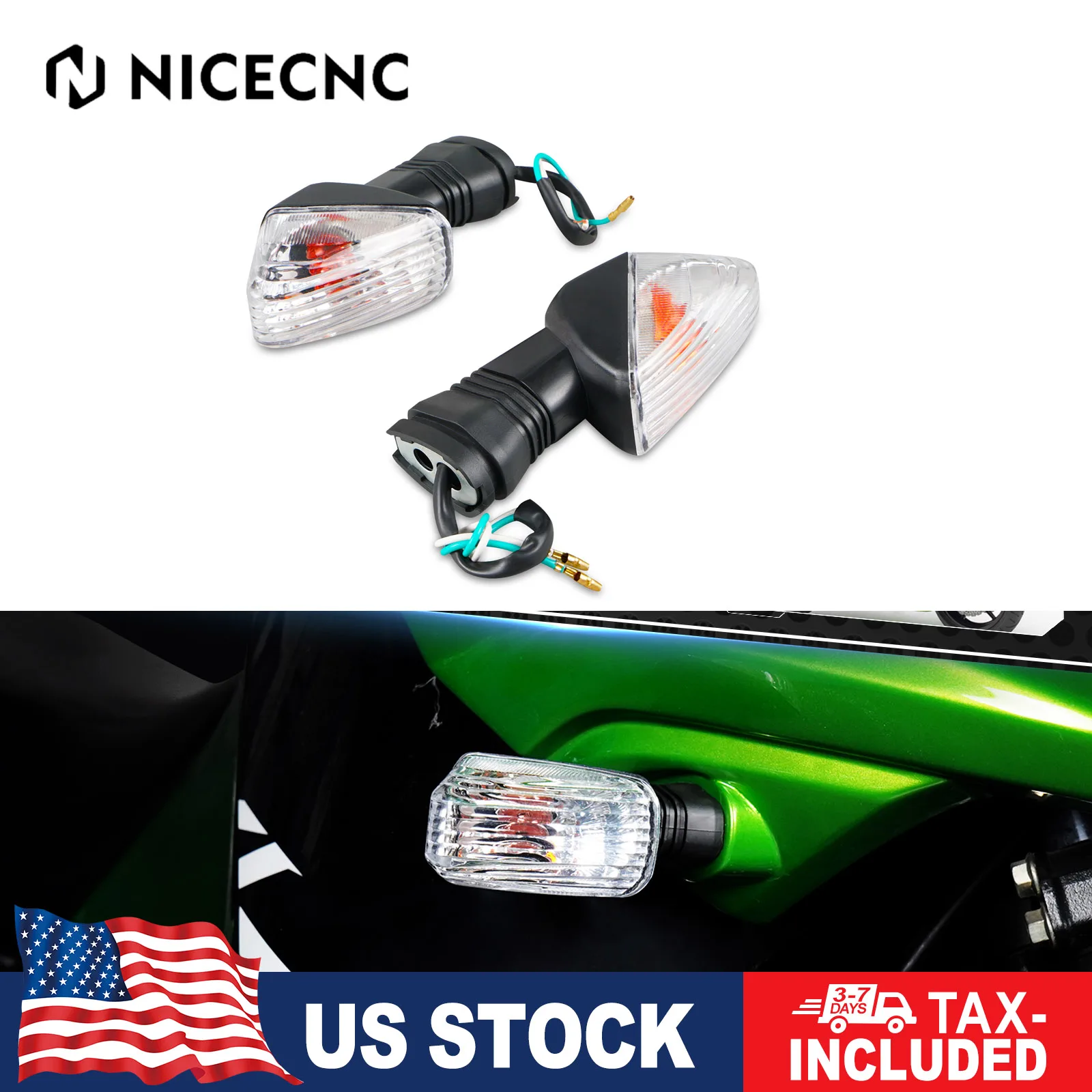 

Front Rear Turn Signal Indicator Lights For Kawasaki KLE500 KLE650 KLE 500/600 VERSYS KLR650 KLR 650 NINJA ZX-6R ZX-6RR Z750S