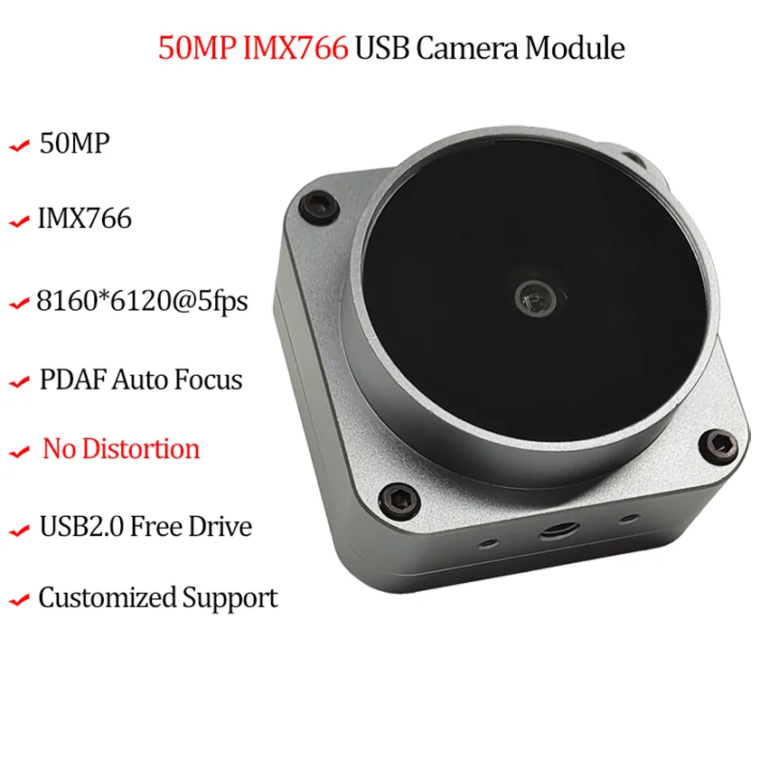 50MP IMX766 Live Broadcast Camera PDAF Auto Focus Color Image Auto Exposure USB 2.0 Free Drive 8160*6120p Live Stream UVC Webcam