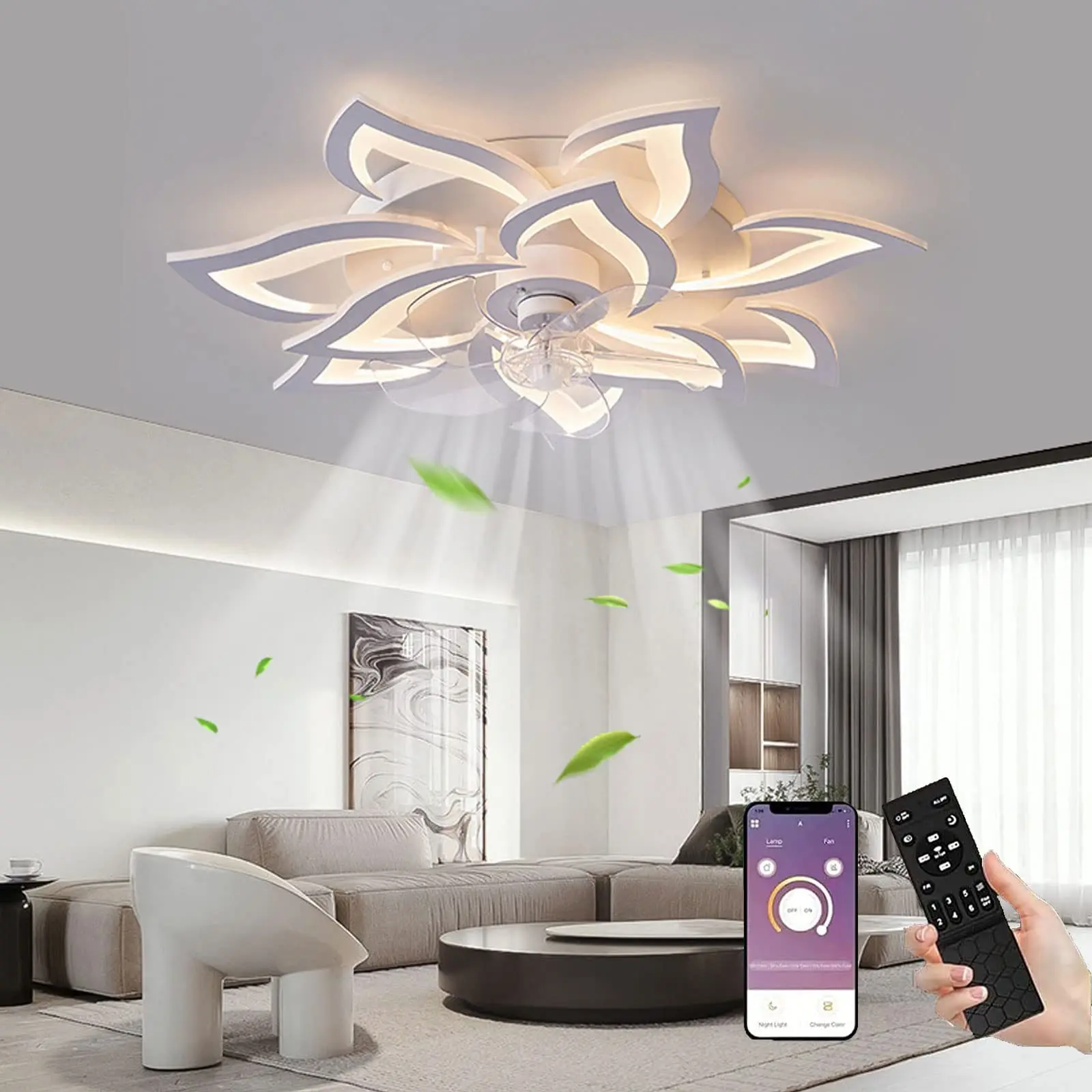 Plafondventilator met verlichting 100W lamp met ventilator Dimbare LED plafondventilator met licht voor woonkamer slaapkamer