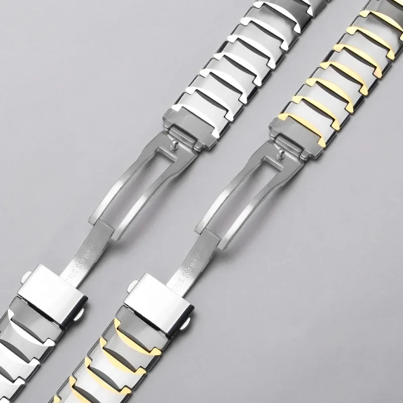 Tungsten Steel Watchbands 21x12mm 13.5x6.5mm Silver Golden Bracelet Replacement Belt For 6021G Series Male Female Watch Chain