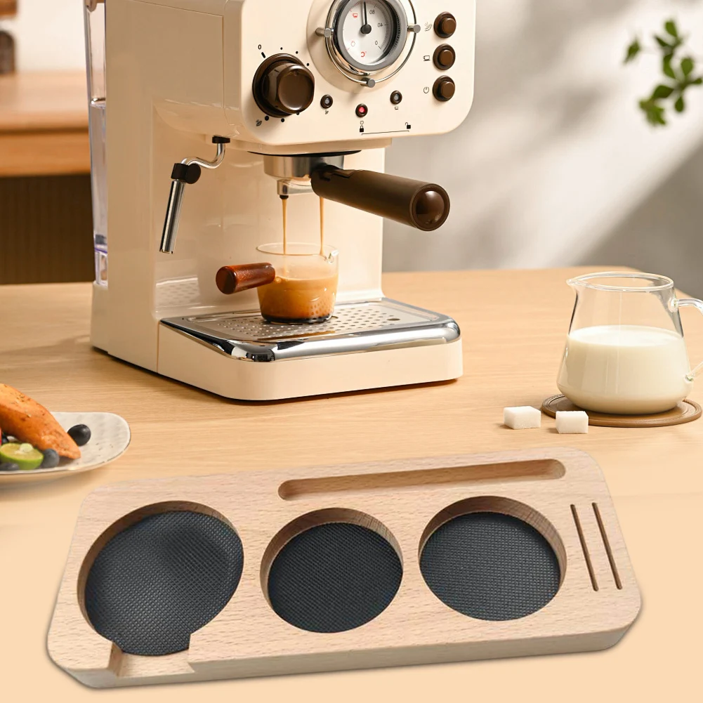 

1PC 51-58 Mm Compact Espresso Tamping Mat - Wooden Coffee Tamping Station Coffee Wood Base Storage Box Coffeeware Accessories