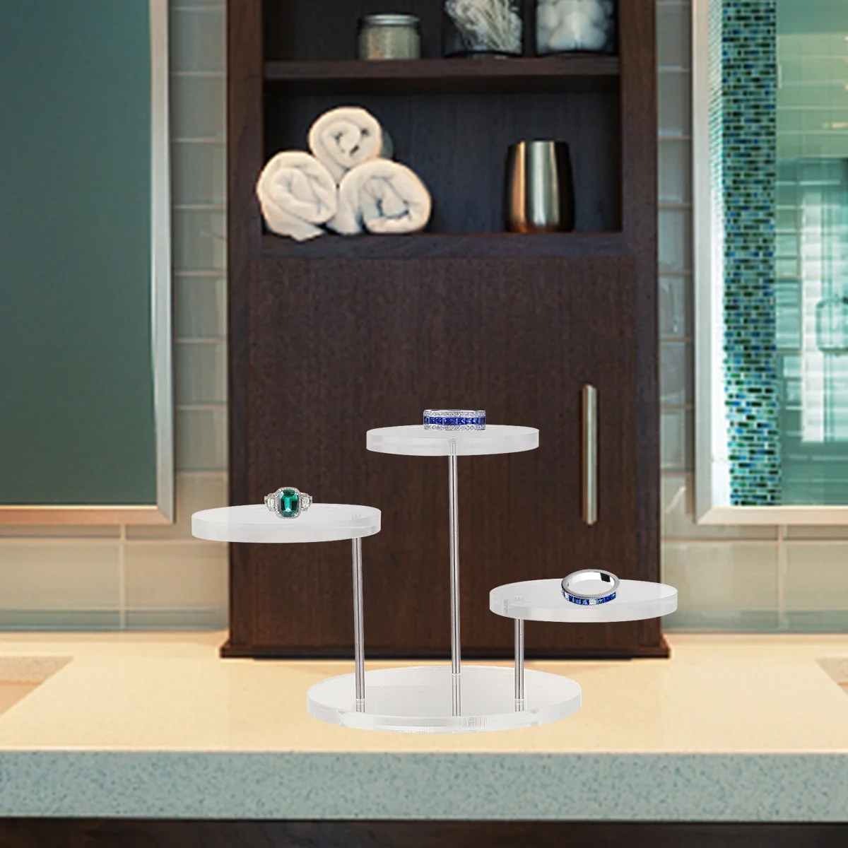 

1 set 1 Set Multilayer Ring Stand Jewelry Display Rack For Store Home Trade Show Earring Necklace Watch Display Stand