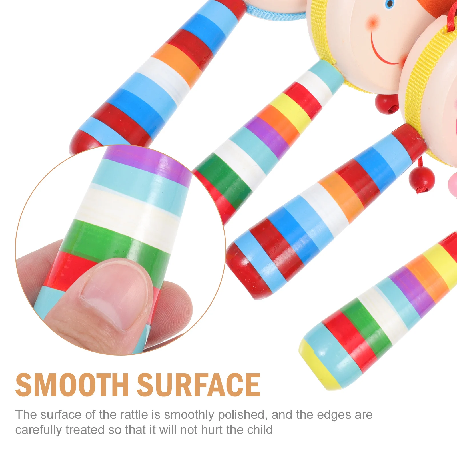 

4pcs Wooden Rattle Drum Baby Toys Musical Instrument Educational Gift for Kids Safe Smooth Design Cartoon Style for Toddlers