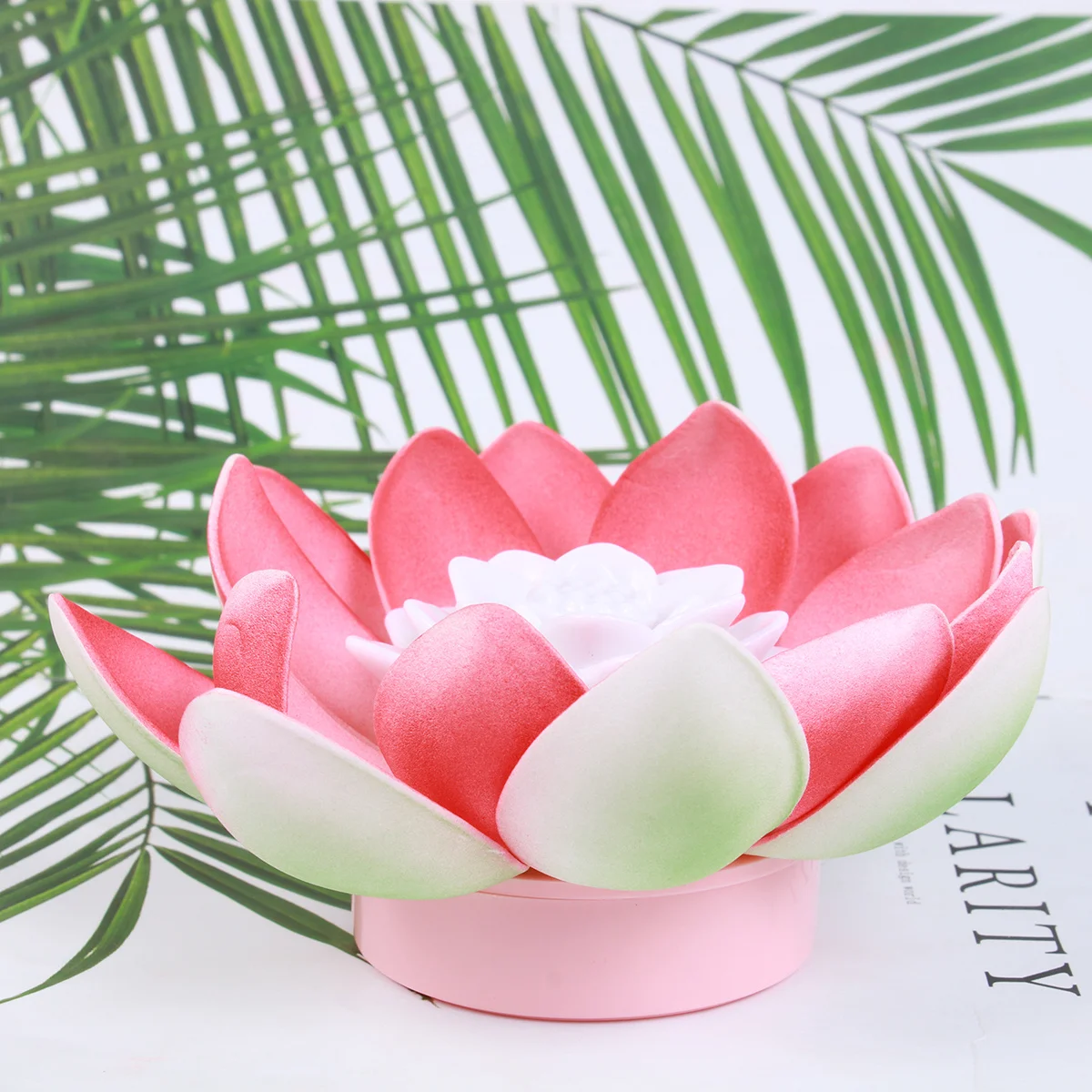 

Led Lotus Lantern Waterproof Artificial Lily Pool Decor For Wedding Party Outdoor Events Red Flower