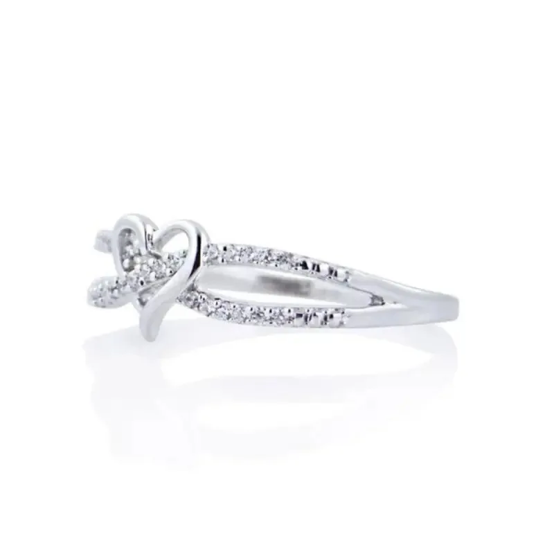 Graceful 925 Sterling Silver Heart Infinity Rings for Lady Accessories with Bright Zirconia Bridal Wedding Band Jewelry Gift
