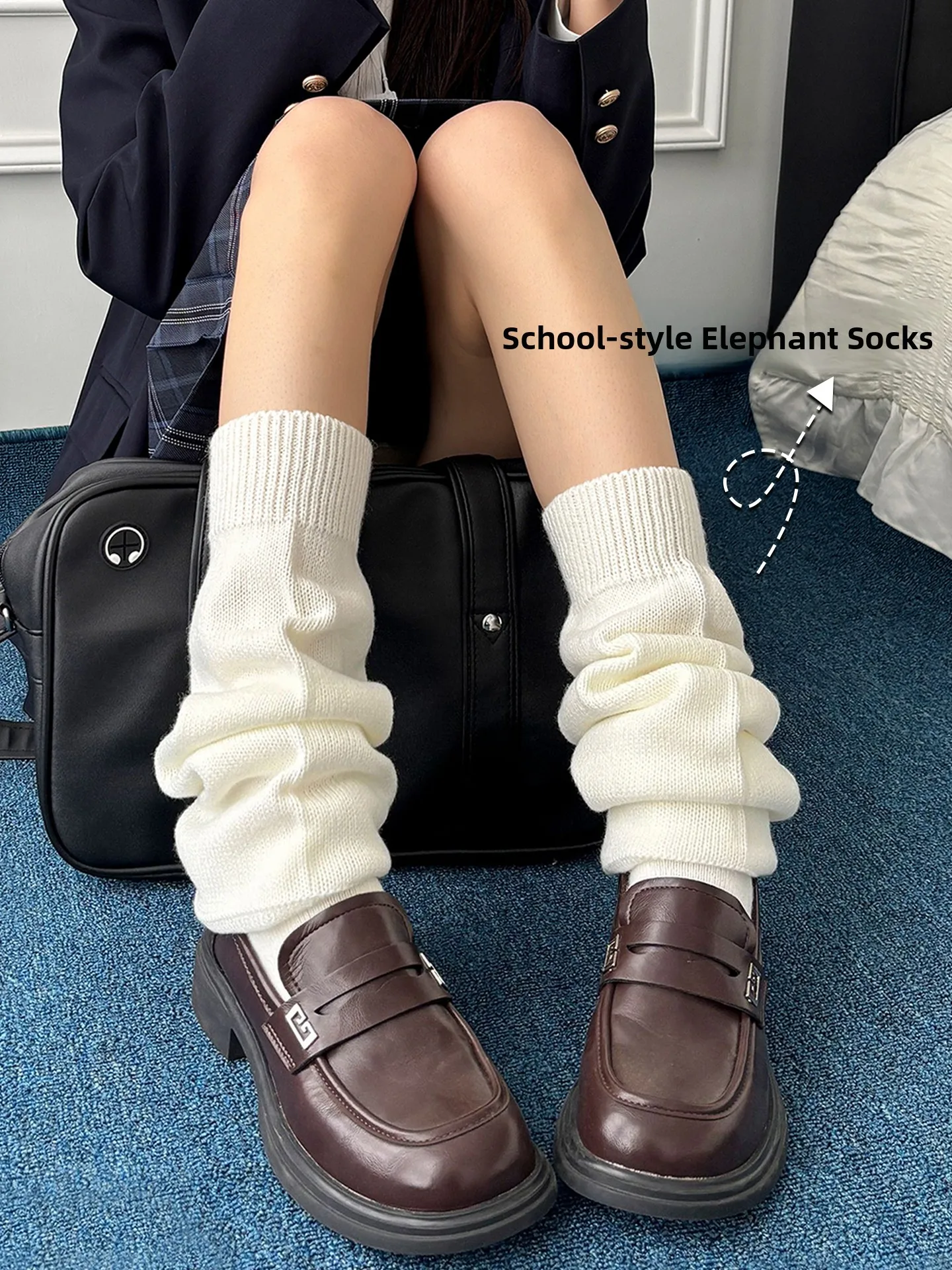Calcetines planos blancos de burbuja para mujer, estilo japonés JK, sensación de uniforme escolar, calcetines anchos para zap...