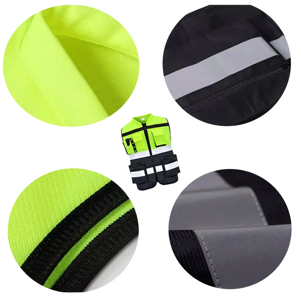 High Visibility Reflective Safety Vest com bolso, apto para trabalhadores da construção civil, ciclistas, corredores, verde, preto, Xl