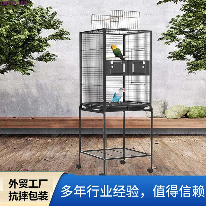 

Metal shelf factory spot stainless steel floor open top horizontal wire wrought iron parrot villa cage