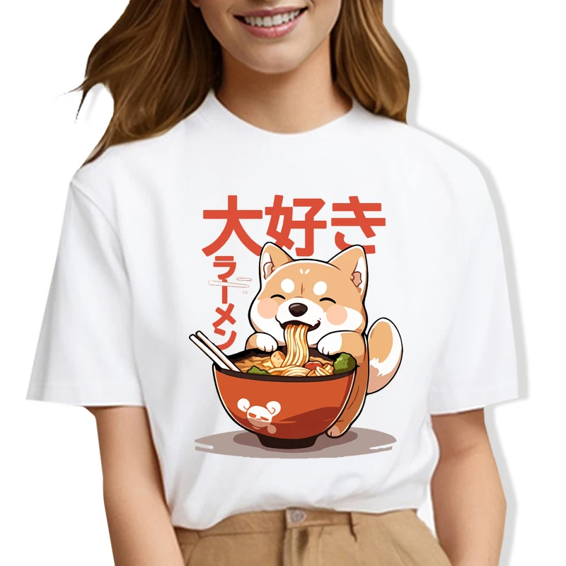 Shiba Inu t shirt donna giapponese top tee girl harajuku anime cartoon dog magliette donna estate o-collo manica corta abbigliamento