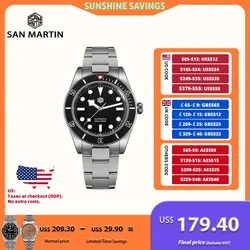 San Martin 40mm NH35 Automatic Men Diving Watch 20ATM Waterproof BB58 Sapphire Wristwatch BGW-9 C3 Luminous Reloj SN0008C/D