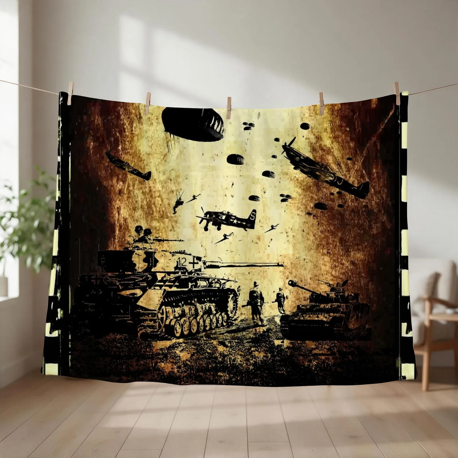 D DAY 1945 Throw Blanket Quilt Heavy Beach for winter Blankets