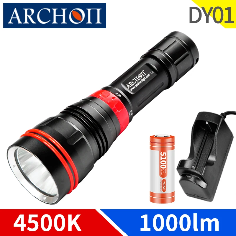 

ARCHON DY01 WY07 1000 lumen diving ligh dive flashlight Underwater 100m waterproof torch dive lighting lamp Built 26650 battery