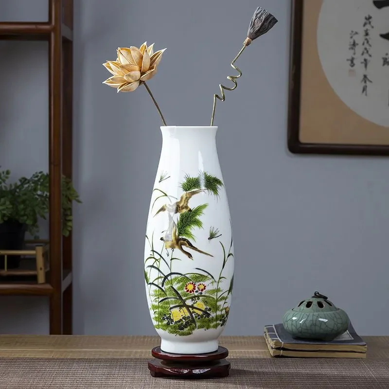 Modern Chinese Ceramic Vase for Living Room Entrance Wine Cabinet Home Decor Flower Arrangement Craft Ornament