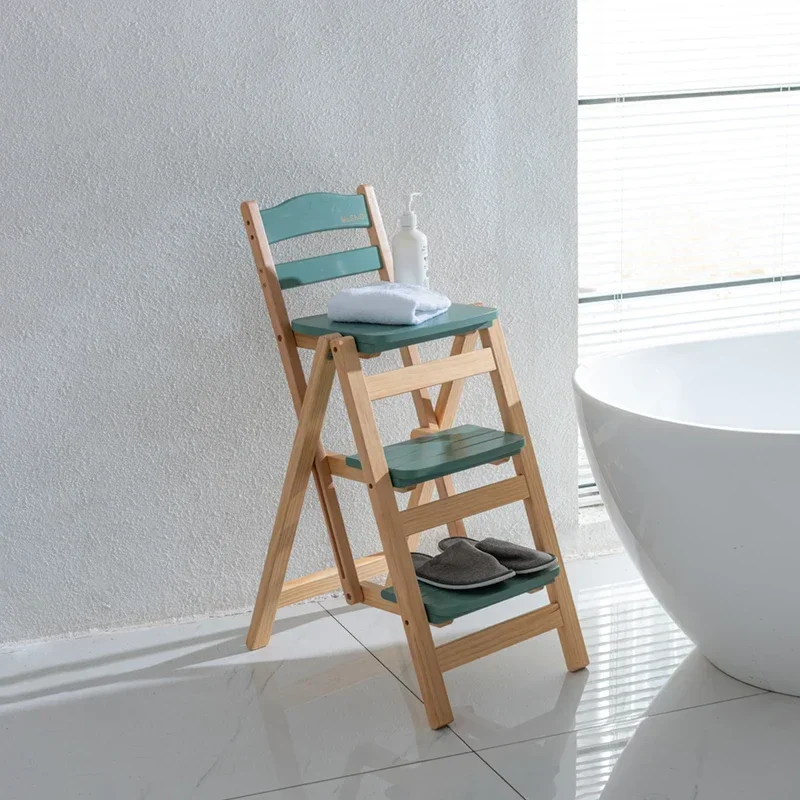 Minimalist Modern High Stools Kitchen Solid Wood Multi-layer Ladder Chair Convenient Folding Step Stool Versatile Practical 3