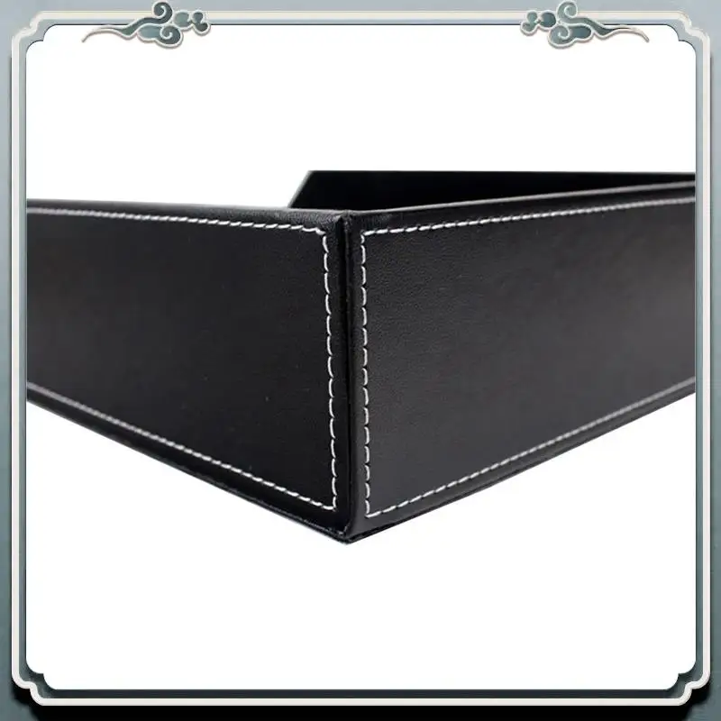 

Premium 4X PU Leather Collection Letter Tray, Document Desk Organizer,Stackable Office File Document Tray Holder (Black)