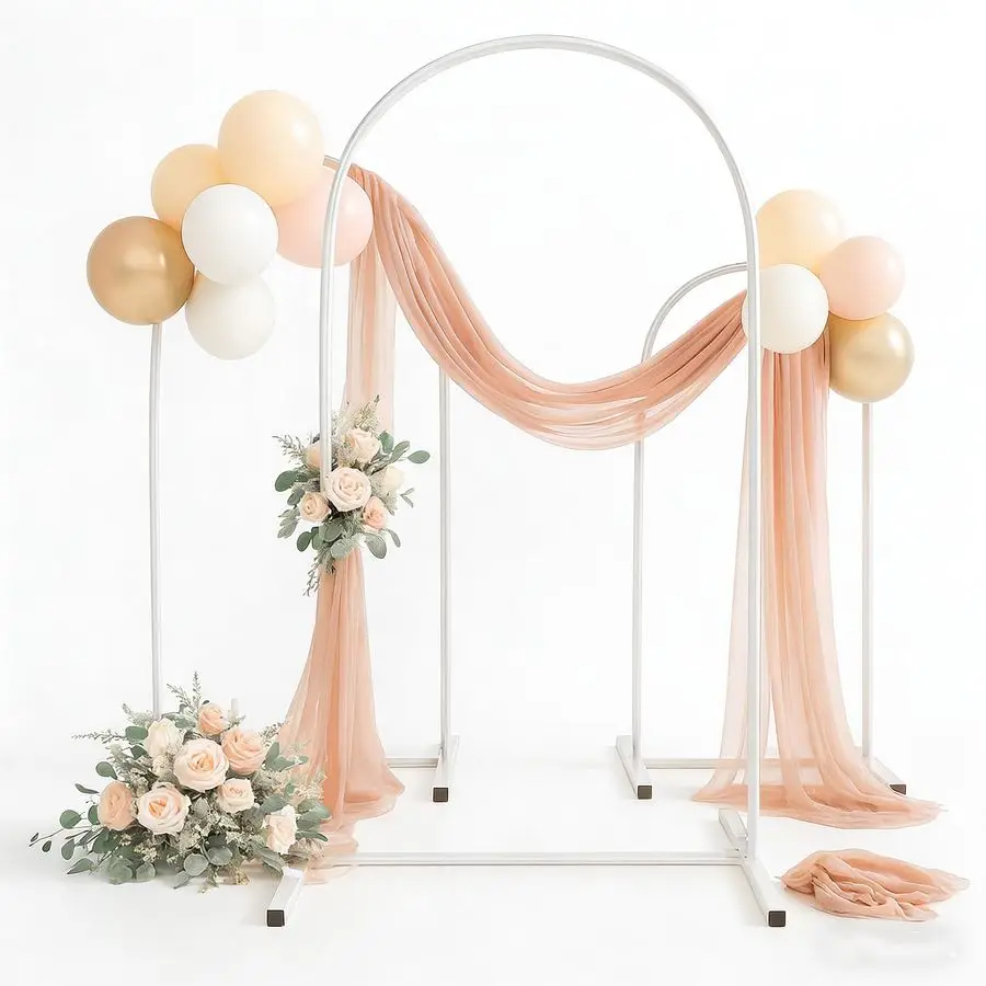 

Arch Backdrop Stand Set of 3, HeavyDuty Balloons Arch Frame for Wedding Ceremony, Party, Baby Shower, Birthday Decorations White