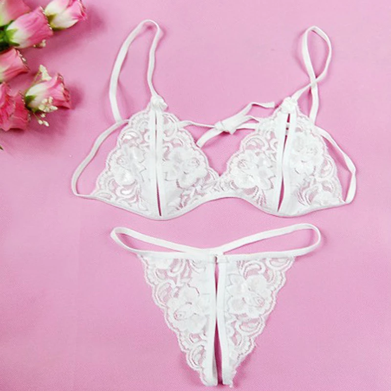 Sexy Lingerie Set Women Lace Strappy Push Up Bra Set Erotic Lingerie Porno Femme Wire Free Underwear Bralette Set Lingerie Woman