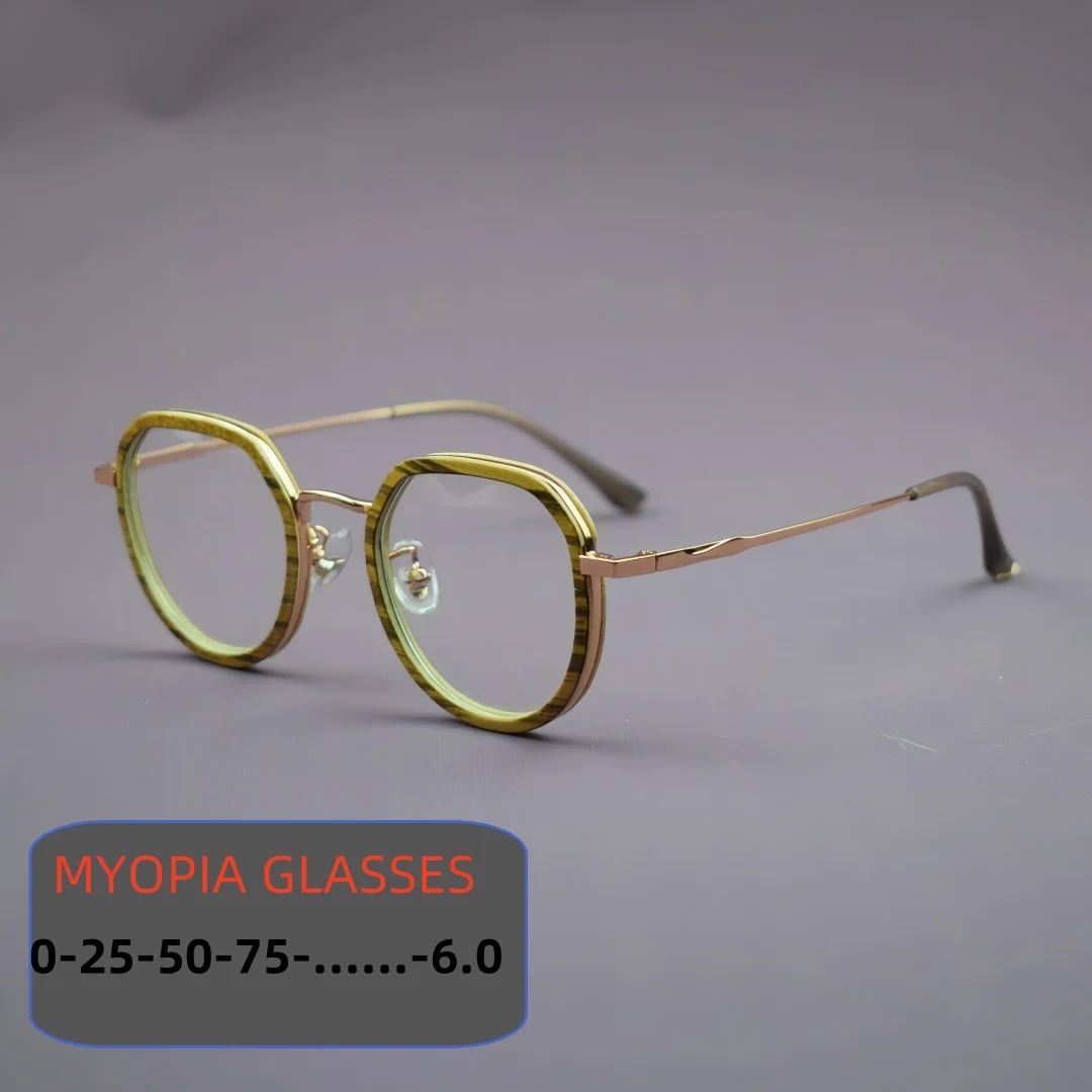 Acetate Eyeglasses Frame Male Ready Myopia Glasses Men Women -100 150 200 250 300