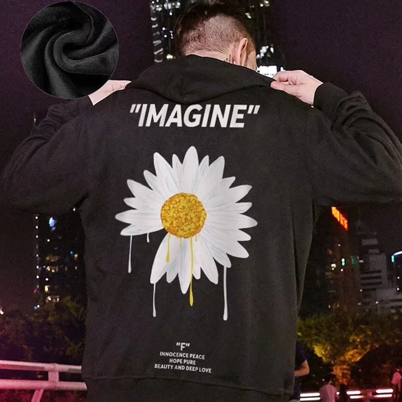 Trendy Hip-hop Oversized Hoodie Men's Trendy Ins New High Street Round Neck Casual Coat With Plush Spring And Autumn