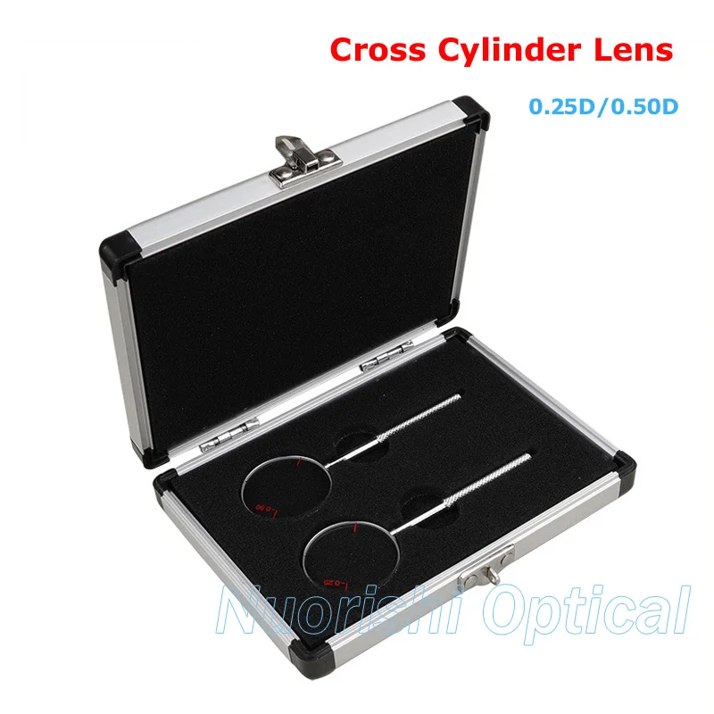 Ophthalmic Optical Cross Cylinder Lens Set Kit  2 pcs in A Nice Aluminum Case E09-5501