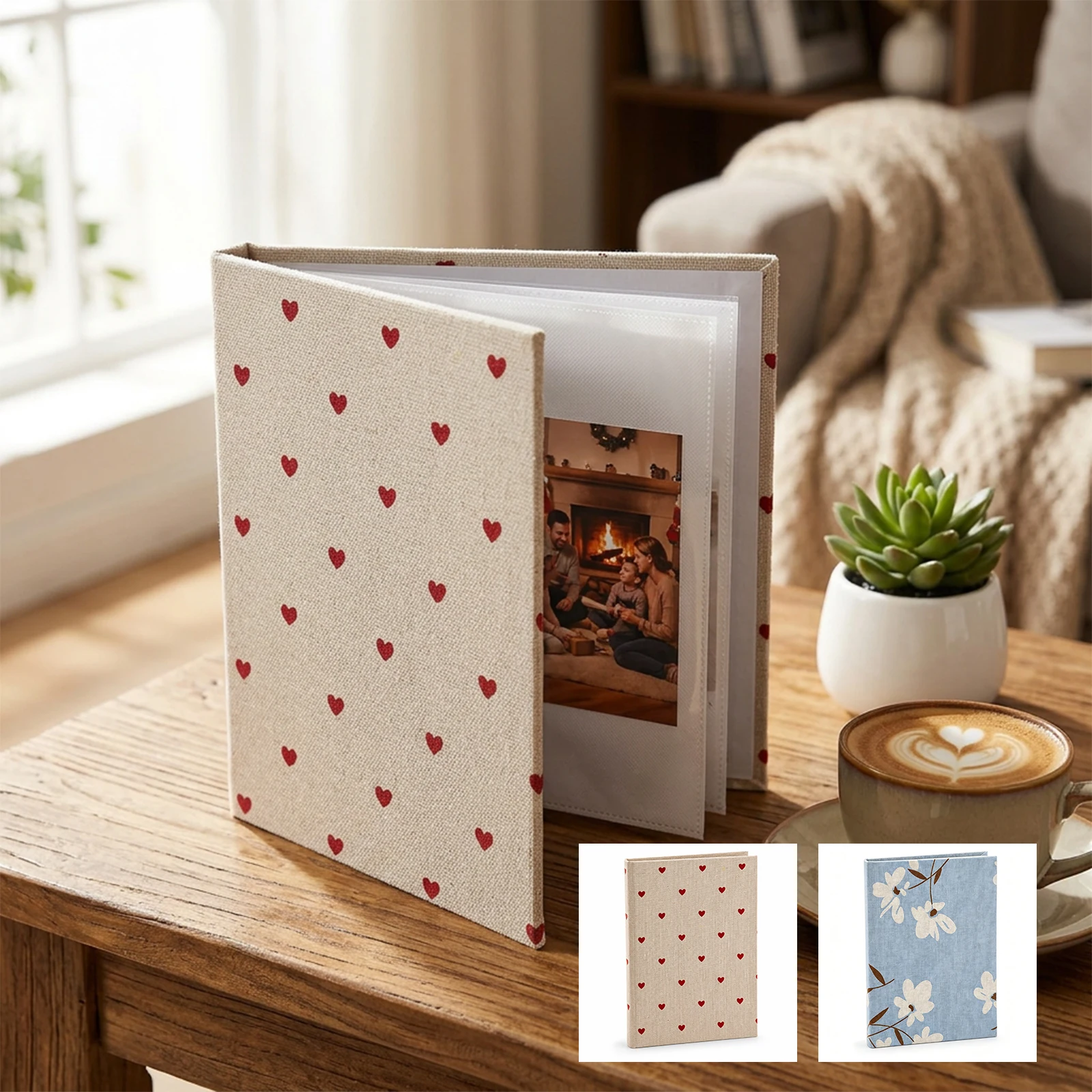 Multifunctional 100 Pockets Photo Album Linen Cover Mini Photo Album Picture Case DIY Book for 10 By 15 cm Photo Home Storage