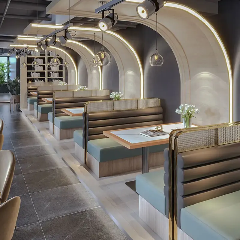 

Modern Luxury Coffee Shop Sofa Restaurant Booth and Tables Custom Dubai Restaurant Furniture Sets