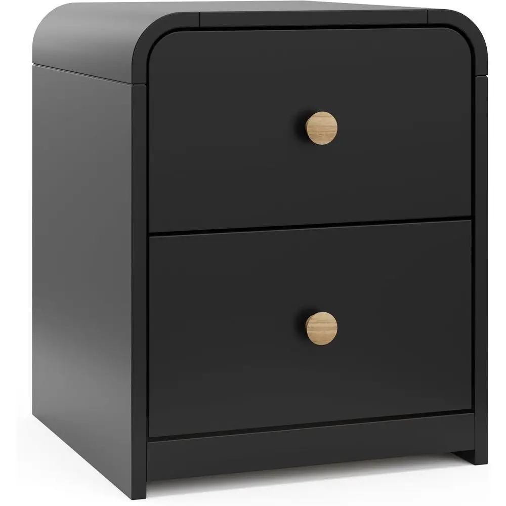 

2-Drawer Nightstand in Black and Natural - GREENGUARD Gold Certified, Easy Assembly with Pre-Installed Tracks, Ideal for Bedroom
