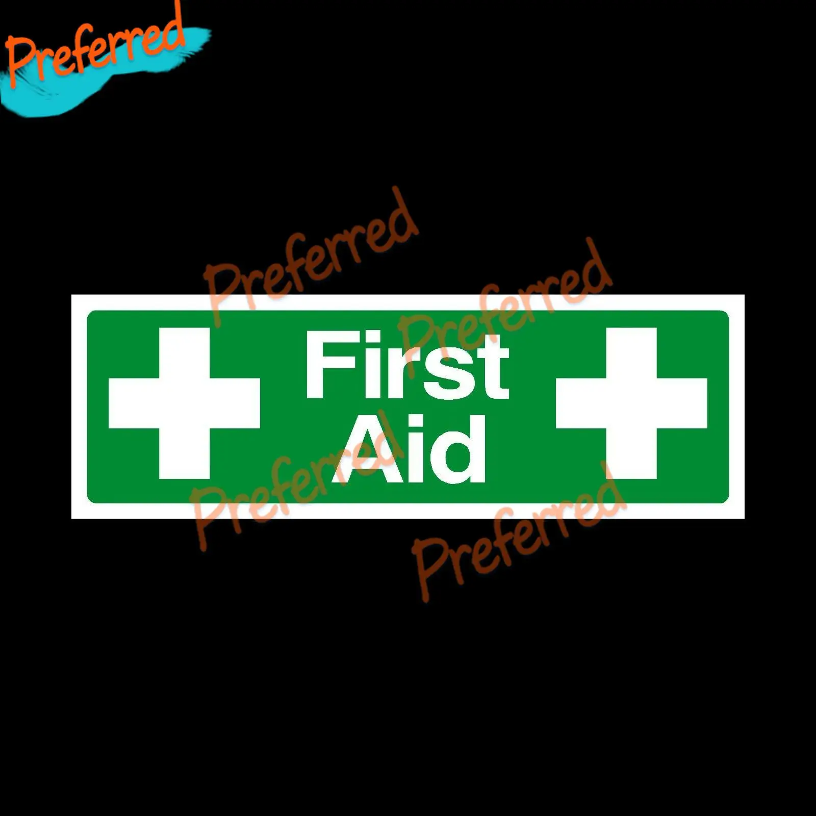 First Aid Emergency To Left 300x100mm Plastic Sign OR Sticker Glass Door Stickers Wall Stickers PVC Vinyl Sticker